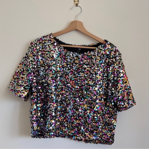 H&M Multi-Color Sequin Crop Top & Matching Skirt - Picture 5 of 8